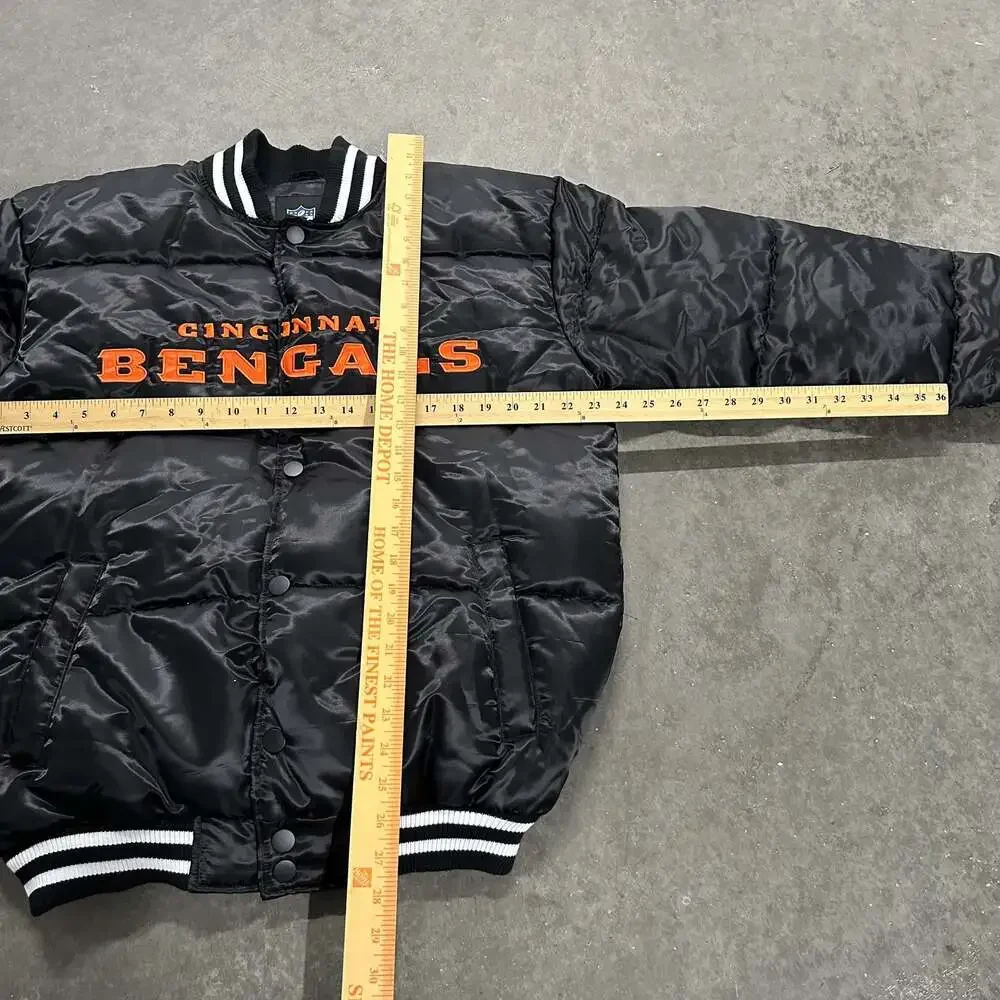 G-III Sports NFL Cincinnati Bengals Black Satin Puffer Bomber Jacket Size Small